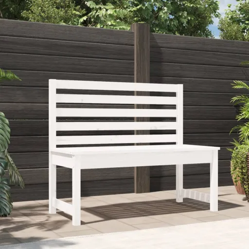 Banco de Jardín Madera Maciza de Pino Blanco 109 cm