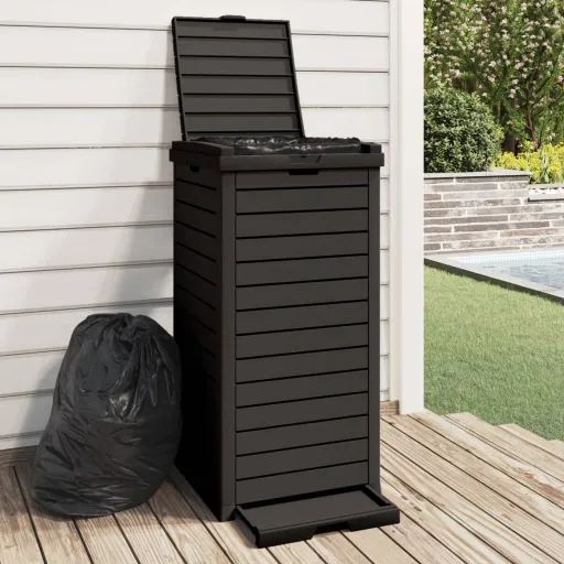 Cubo de Basura de Exterior Polipropileno Negro 41x41x86 cm