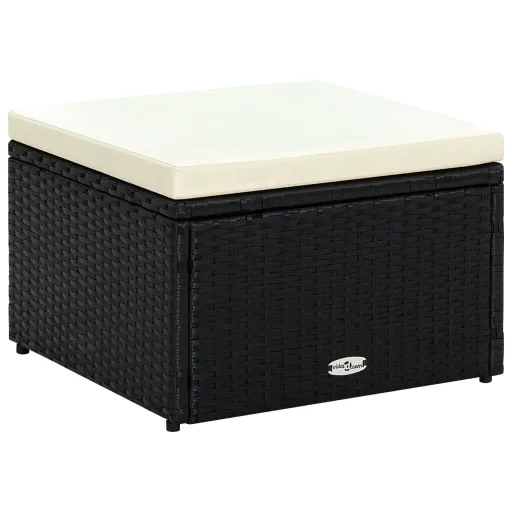 Taburete Otomana Poli Ratán 53x53x30 cm Negro