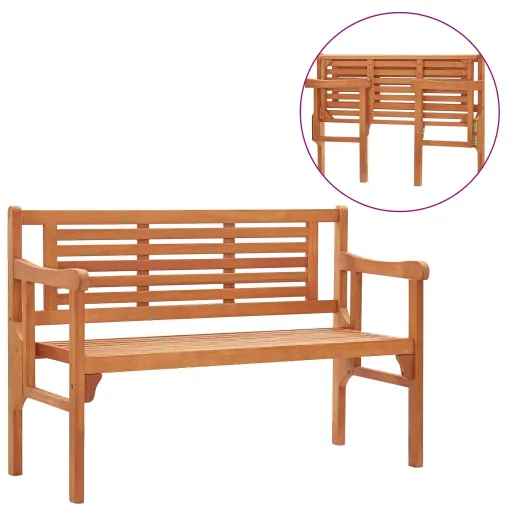 Banco de Jardín Plegable de Madera Maciza de Eucalipto 120 cm