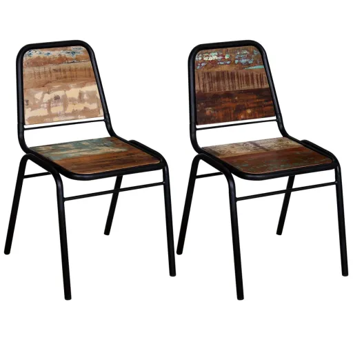 Sillas de Comedor 2 Unidades Madera Maciza Reciclada