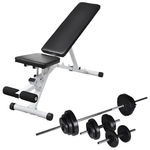 Banco de Entrenamiento Con Juego de Pesas y Mancuernas 30,5 kg