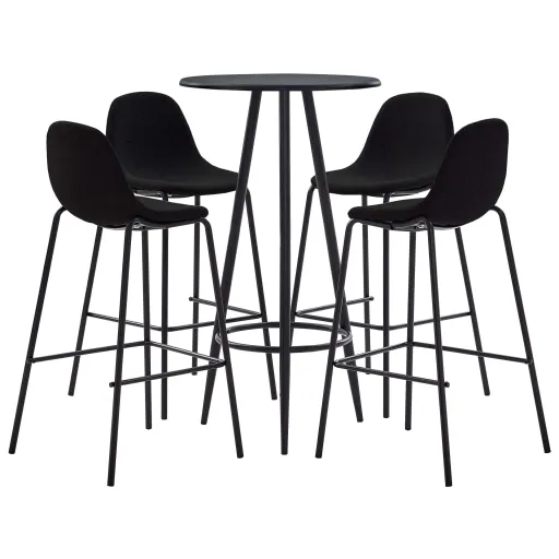 Juego de Mesa Alta y Taburetes 5 Piezas Tela Negro