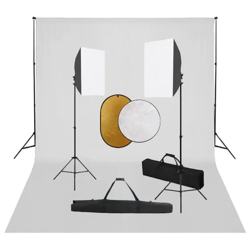 Kit de Estudio Fotográfico Con Luces Softbox, Fondo y Reflector
