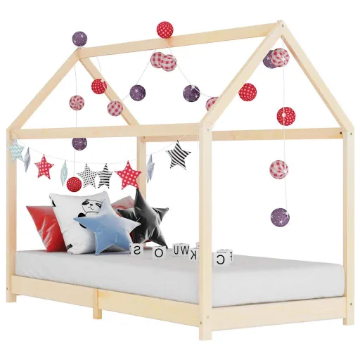 Estructura de Cama Infantil de Madera Maciza de Pino 90x200 cm