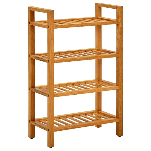 Zapatero Con 4 Estantes Madera Maciza de Roble 50x27x80 cm