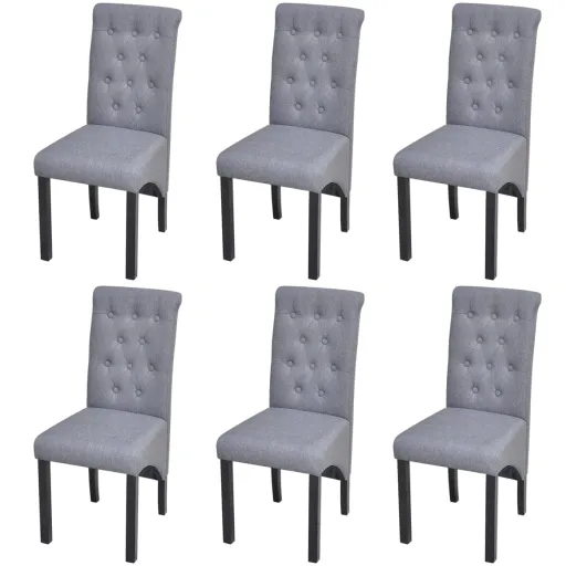 Sillas de Comedor 6 Unidades de Tela Gris Claro