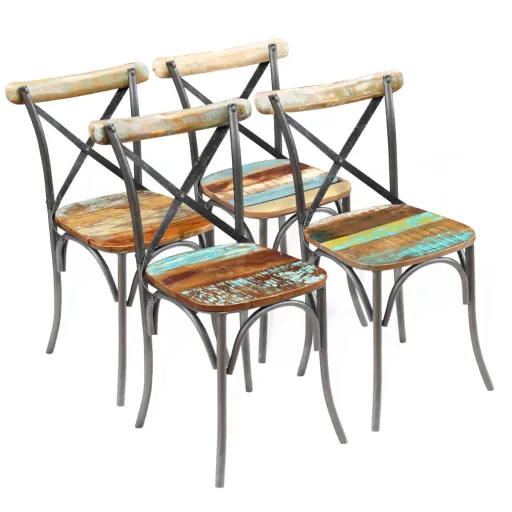 Sillas de Comedor 4 Unidades Madera Maciza Reciclada