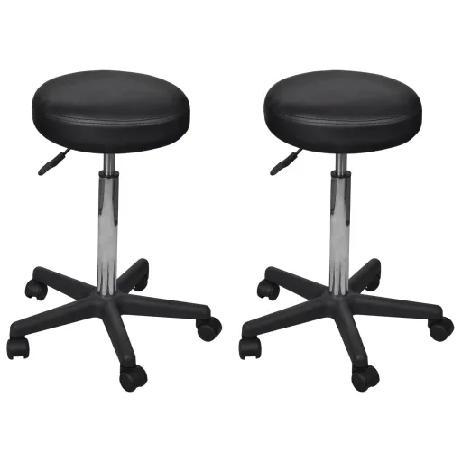 Taburetes de Oficina 2 Uds Cuero Sintético Negro