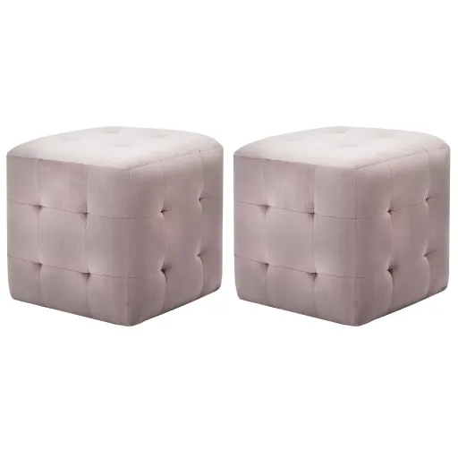 Puf 2 Unidades Terciopelo Rosa 30x30x30 cm
