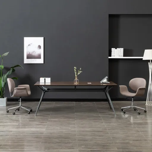 Silla de Oficina Giratoria de Tela Gris Taupe