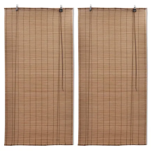 Estor Enrollable de Bambú 2 Unidades Marrón 80x160 cm