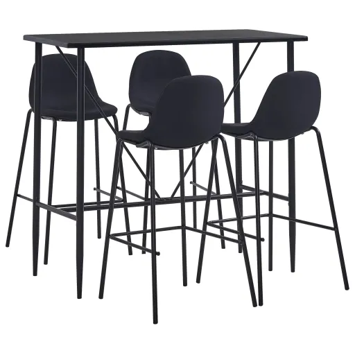 Juego de Mesa Alta y Taburetes 5 Piezas Tela Negra