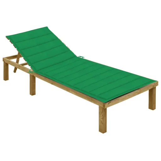 Tumbona Con Cojín Verde Madera de Pino Impregnada