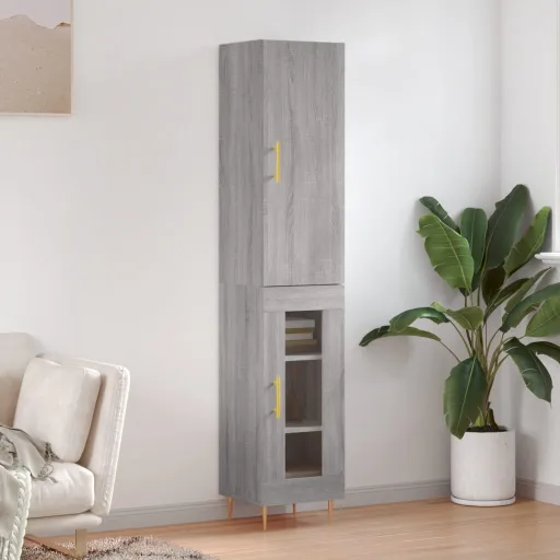 Aparador Alto Madera Contrachapada Gris Sonoma 34,5x34x180 cm