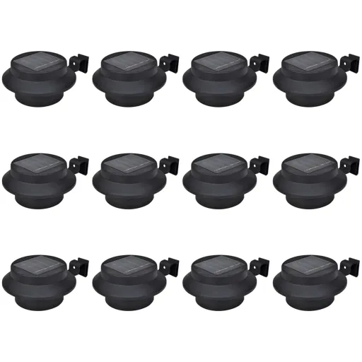 Lámparas Solares Para Valla Exterior 12 Uds LED Negro
