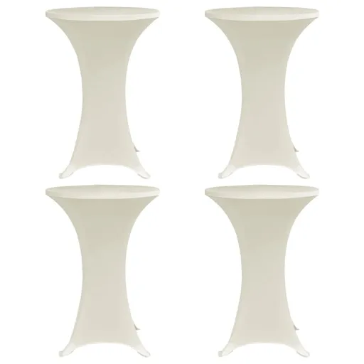 Mantel Elástico Para Mesa Alta 4 Unidades Color Crema Ø60 cm