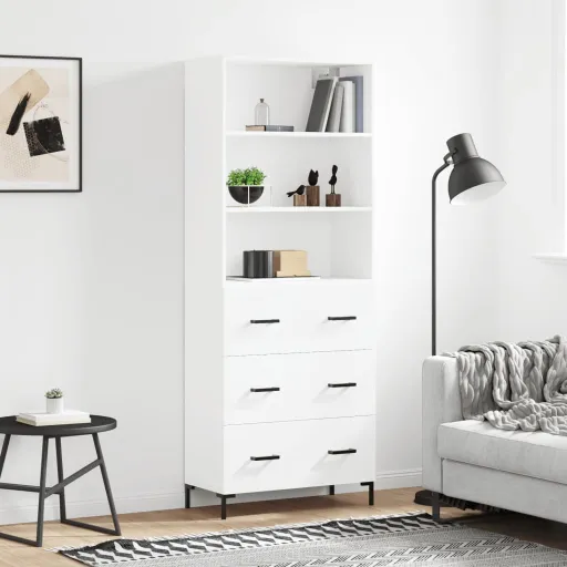 Aparador Alto Madera Contrachapada Blanco 69,5x34x180 cm