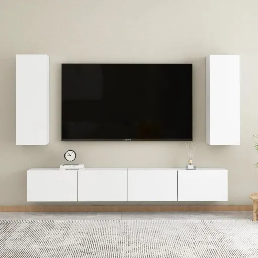 Muebles de Salón 4 Piezas Madera de Ingeniería Blanco
