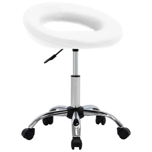Silla de Comedor Giratoria Cuero Sintético Blanco