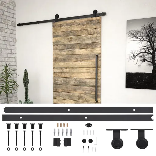 Kit de Herrajes Para Puertas Correderas SKIEN Acero Negro 183cm