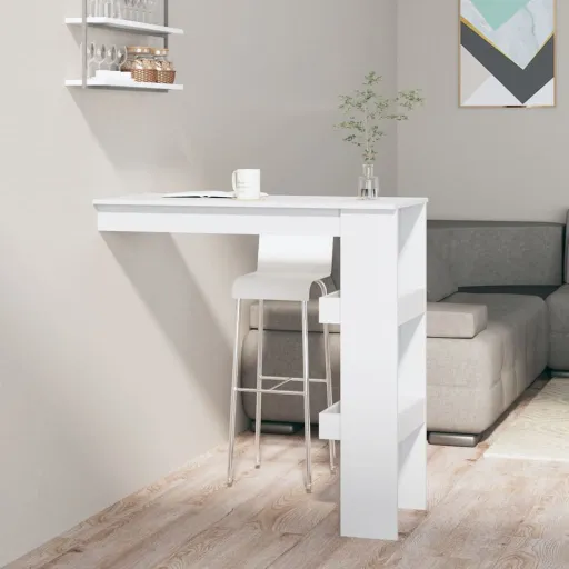 Mesa de Bar de Pared Madera Contrachapada Blanco 102x45x103,5cm