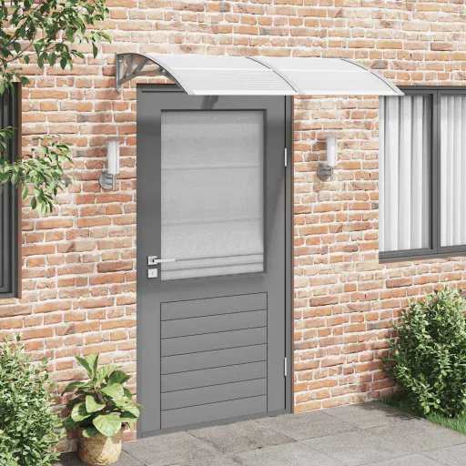 Marquesina de Puerta Policarbonato Gris 150x100 cm