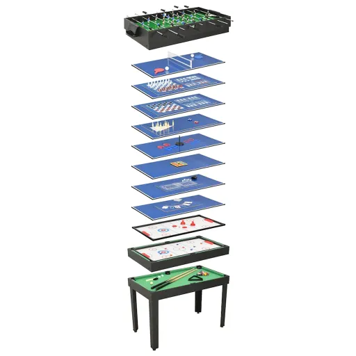 Mesa Multijuegos 15 en 1 Negro 121x61x82 cm