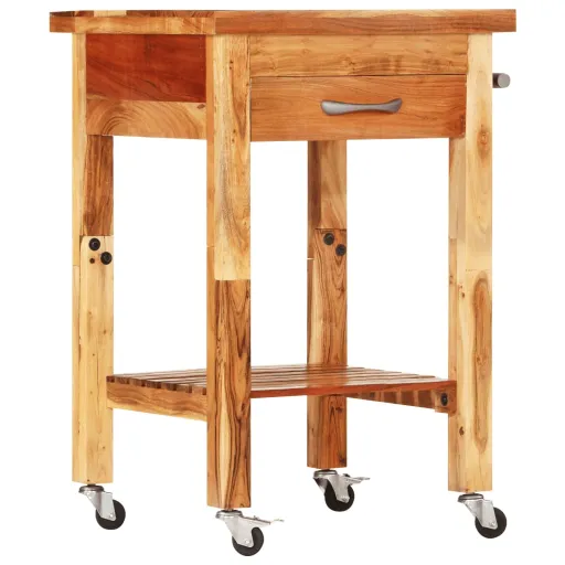 Carrito de Cocina Madera Maciza de Acacia 55x55x89 cm
