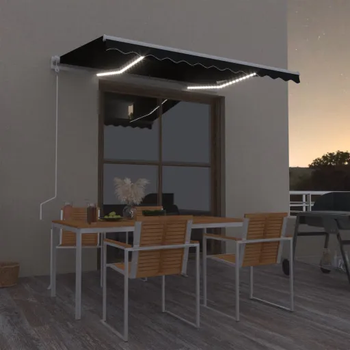 Toldo Automático LED Sensor de Viento Gris Antracita 300x250 cm