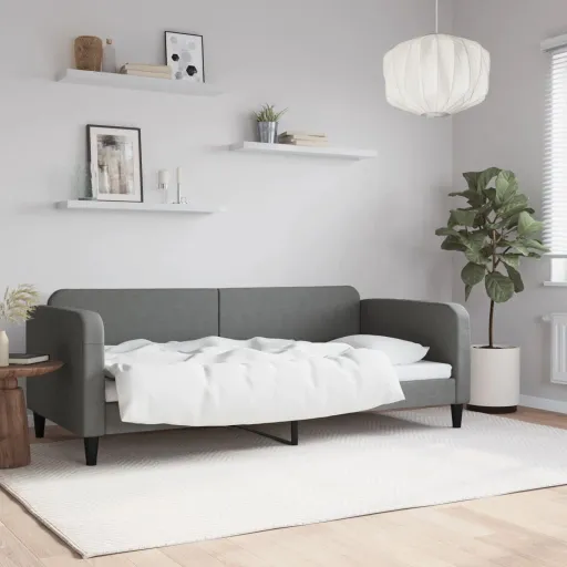 Sofá Cama Sin Colchón Tela Gris Oscuro 90x200 cm
