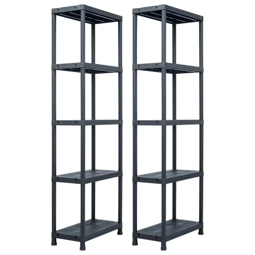 Estantería de Plástico 2 Unidades 125 kg 60x30x180 cm Negro