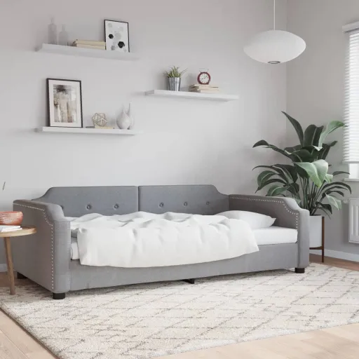 Sofá Cama Sin Colchón Tela Gris Claro 80x200 cm