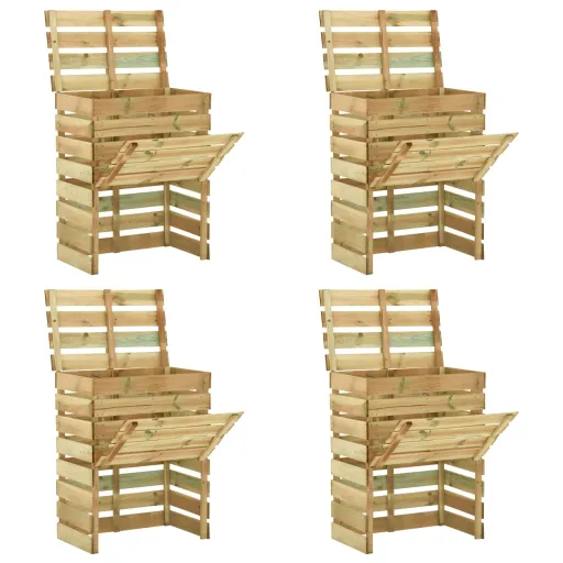 Compostadores de Láminas 4 Uds Madera de Pino 80x50x100 cm