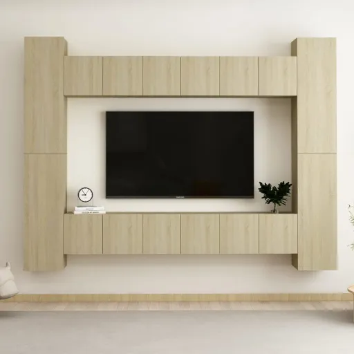 Set de Muebles Salón TV 10 Pzas Madera Ingeniería Roble Sonoma