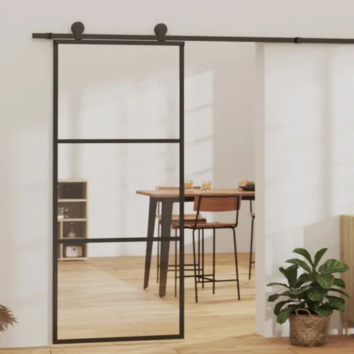 Puerta Corredera Con Herrajes ESG Vidrio y Aluminio 90x205 cm