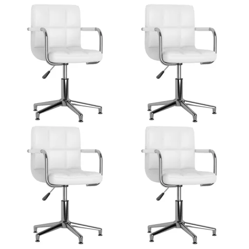 Sillas de Comedor Giratorias 4 Unidades Cuero Sintético Blanco