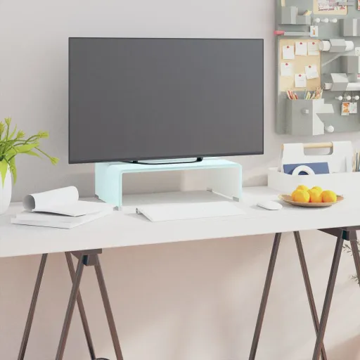 Mueble TV/Elevador de Monitor Cristal Verde 40x25x11 cm