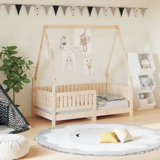 Estructura de Cama Para Niños Madera Maciza de Pino 70x140 cm