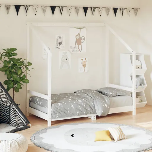 Estructura de Cama Para Niños Madera de Pino Blanco 80x160 cm