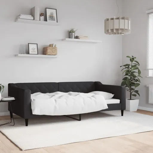 Sofá Cama Sin Colchón Tela Negro 90x190 cm