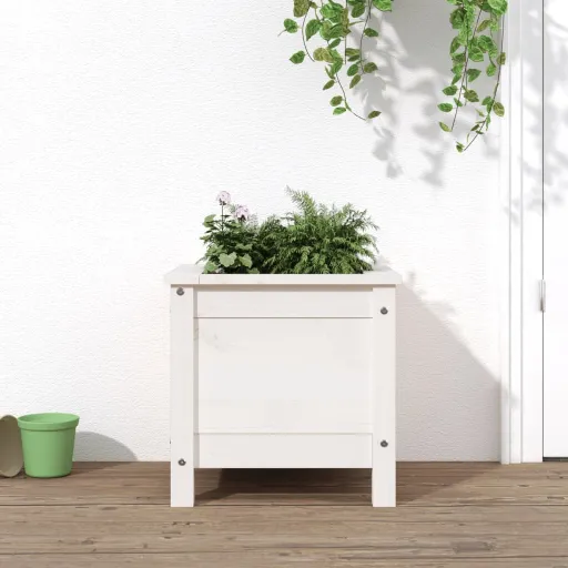 Jardinera Madera Maciza de Pino Blanco 40x40x39 cm