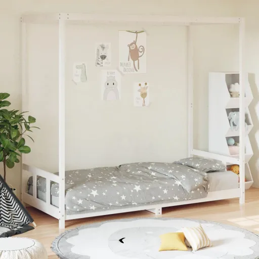 Estructura de Cama Para Niños Madera de Pino Blanco 90x190 cm