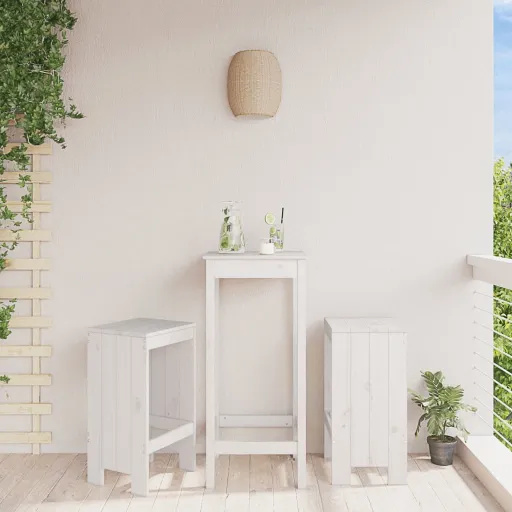 Taburetes de Cocina 2 Uds Madera Maciza Pino Blanco 40x36x75 cm