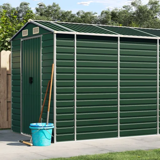 Cobertizo de Jardín Acero Galvanizado Verde 191x470x198 cm