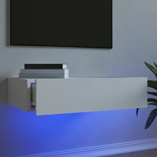 Mueble Para TV Con Luces LED Blanco 60x35x15,5 cm