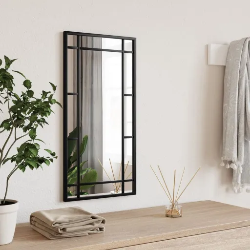 Espejo de Pared Rectangular de Hierro Negro 30x60 cm