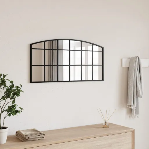 Espejo de Pared Arco de Hierro Negro 80x40 cm