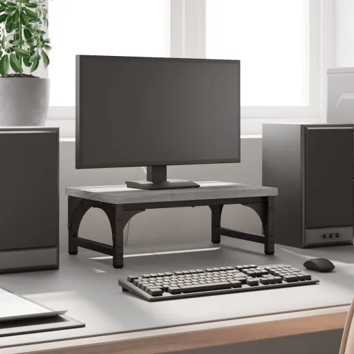 Soporte de Pantalla Madera Ingeniería Gris Sonoma 37x23x14 cm
