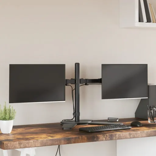 Soporte Para Monitor Doble Acero Negro VESA 75/100 mm